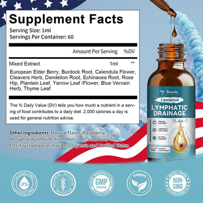 Liposomal Lymphatic Drainage Drops - 11 In 1 Organic Supplement